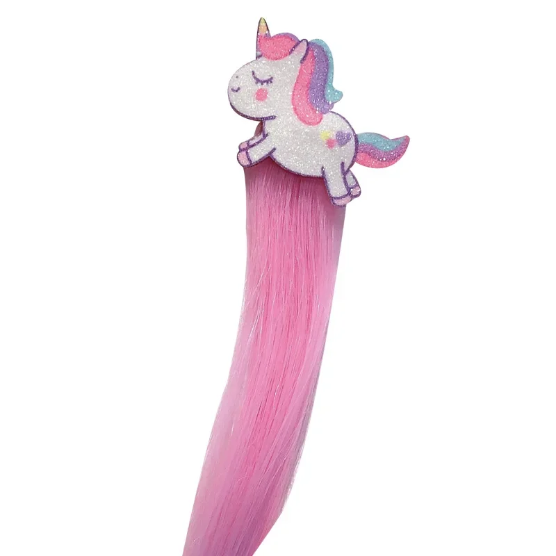 Cartoon Unicorn Colorful Hair Clip Fake Twist Braid Girls Children Bowknot Clips Barrette Headdress Hair Styling Accessories 1pc