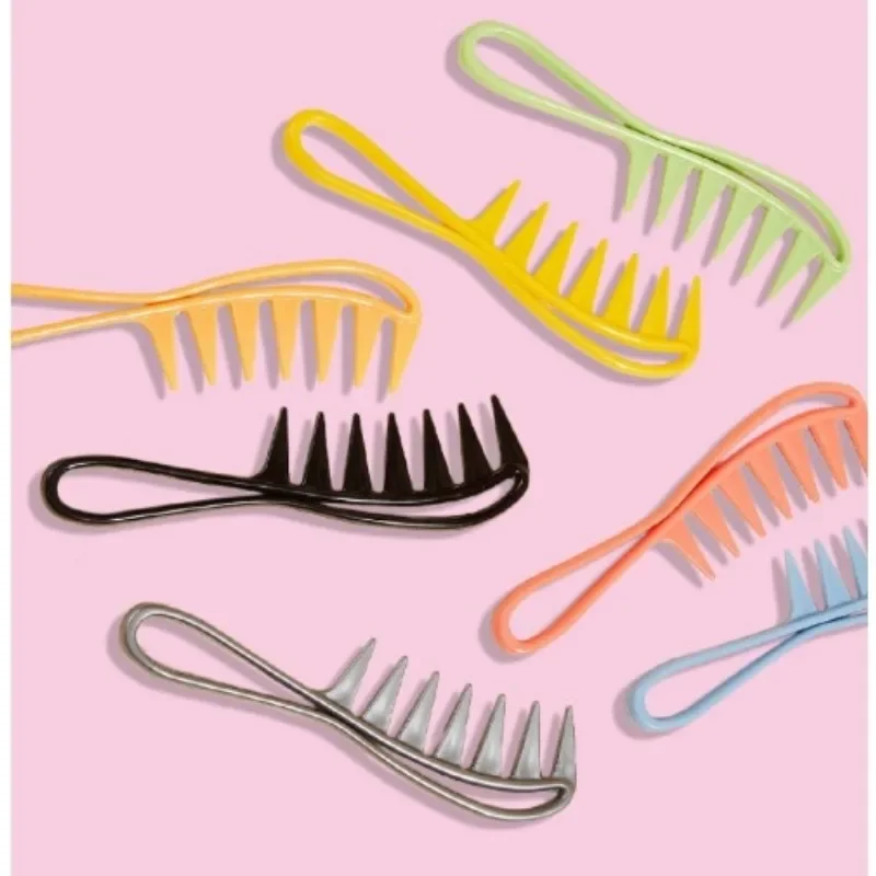 5PCSRandom colorsMen Oil Combs Wide Tooth Hairdressing Comb Massage Shark Plastic Comb Hair Clipper Curling Salon Home Accessory