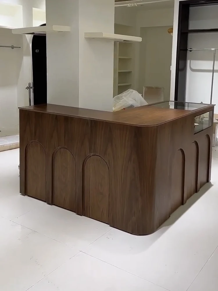 Q Clothing Store Cashier Counter Bar Table Coffee Milk Tea Shop Dessert Shop  Vintage Front Desk Cashier Counter Lacquer