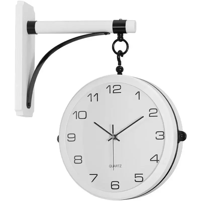 Double Sided Wall Clock Living Room New Chinese Walnut Shi Ying Creative Fashion Two Sided Clock Hallway Timepiece Decoration