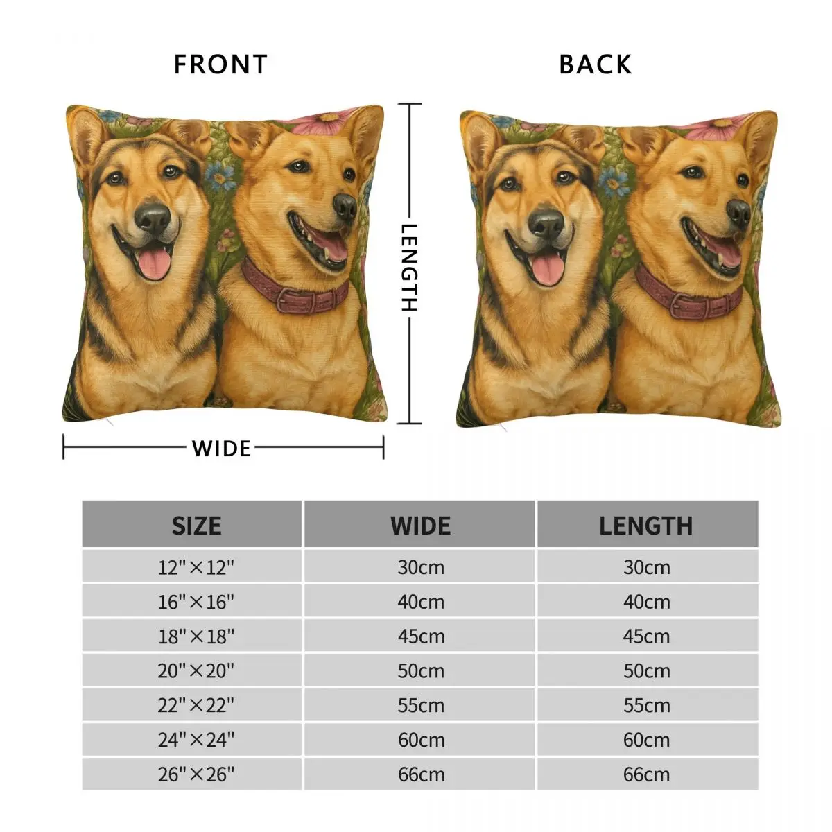German Shepherds In Bloom Square Pillowcase Polyester Linen Velvet Pattern Zip Decor Throw Pillow Case Sofa Seater Cushion Cover