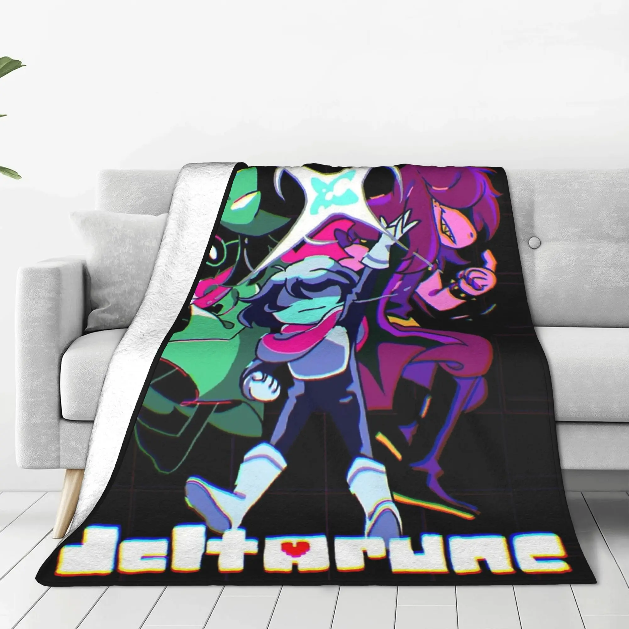 Deltarune Chapter Susie Kris Bold Action Pose Blanket Super Soft Cozy Throw Blankets for Couch Multiple Sizes Plush Thin Quilt