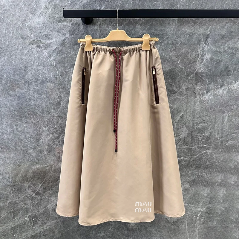 

Юбка с высокой талией и эластичной резинкой на талии, вышитая юбка на шнурке, молодежный дизайн, юбка для тела, корейская версия для поездок на работу