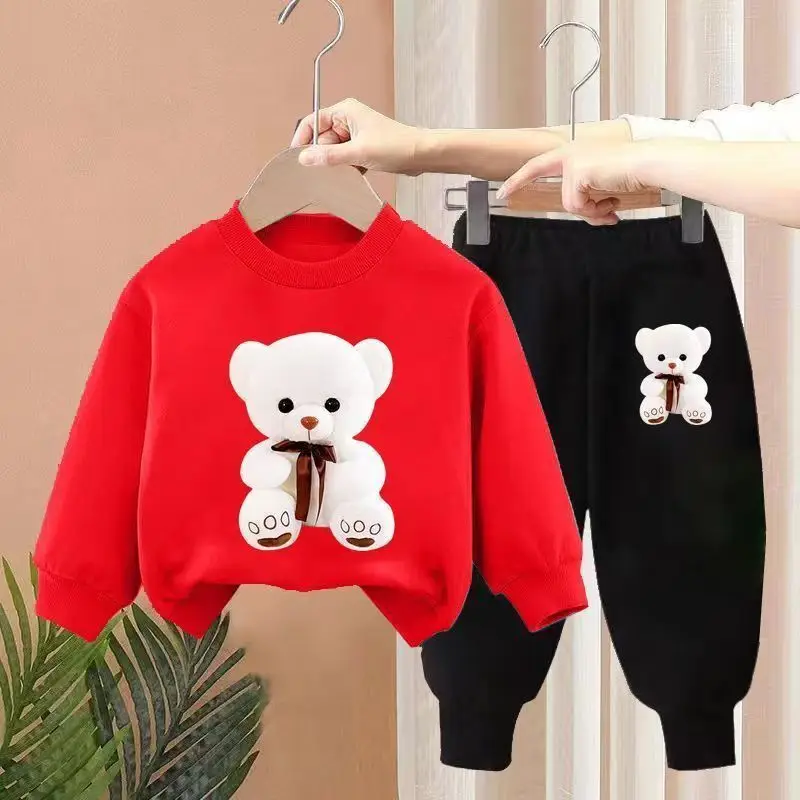 بدلة رياضية للأولاد والبنات ، ملابس رياضية للأطفال ، ملابس أطفال ، بلوزة وسراويل بأكمام طويلة ، مجموعتان من الملابس الرياضية ، الخريف