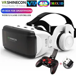 G06E Virtual Reality VR Glasses 3D Glasses Google Cardboard Box Headset Helmet for IOS Android Smartphone with Wireless GamePad