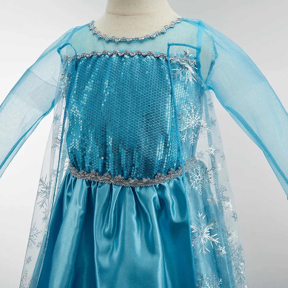 Children Anna Elsa Dress Girls Princess Cosplay Costume Kids Snow Queen Sequined Elegant Dress Girl Christmas Carnival Clothes image 3