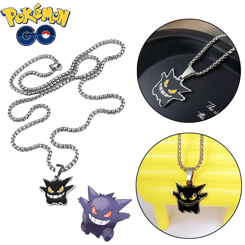 Cartoon Gengar Fashion Necklace Anime Titanium Steel Couple Pendant Necklace Jewelery Accessories Trend Y2K for Men Women Gift