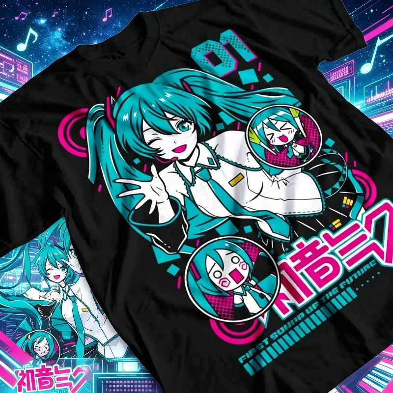 Camiseta de Anime Hatsune Miku Y2K 2026, Camiseta Gráfica de Cantante Virtual, Tallas Grandes, Tops Casuales para Hombre, Camisetas para Mujer, Camisetas para Niños