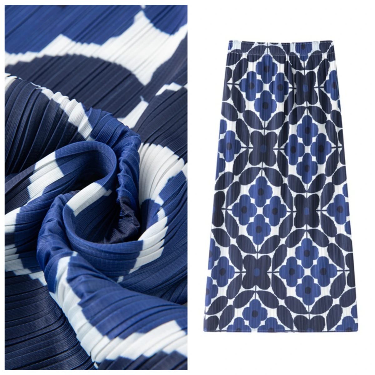 

Miyake Pleated Geometric Floral Print Skirt Women 2026 Summer New High Waist Draped Mid-Length jupe Elegant Slimming Loose Skirt