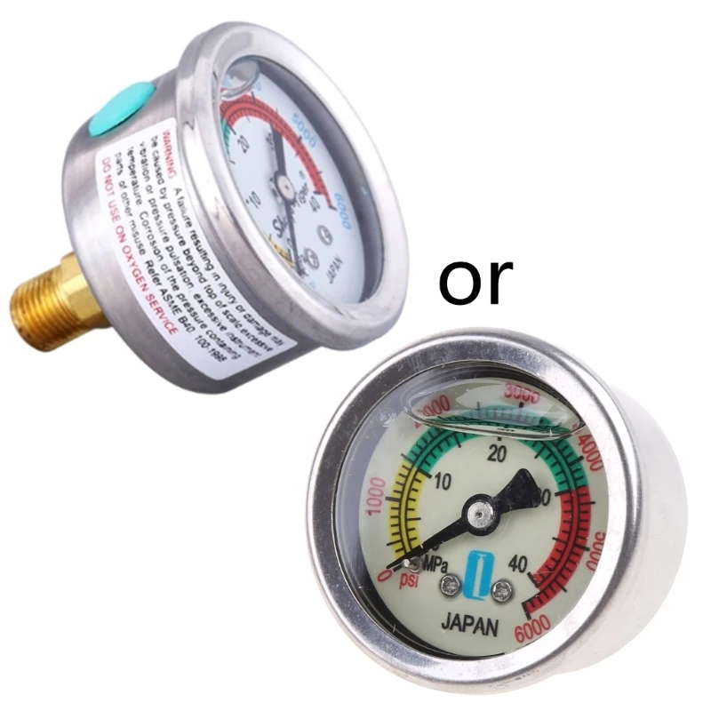 M6CF Dual Scale Liquid Filled Pressure Gauge 0-6000/0-40MPa Air Pressure