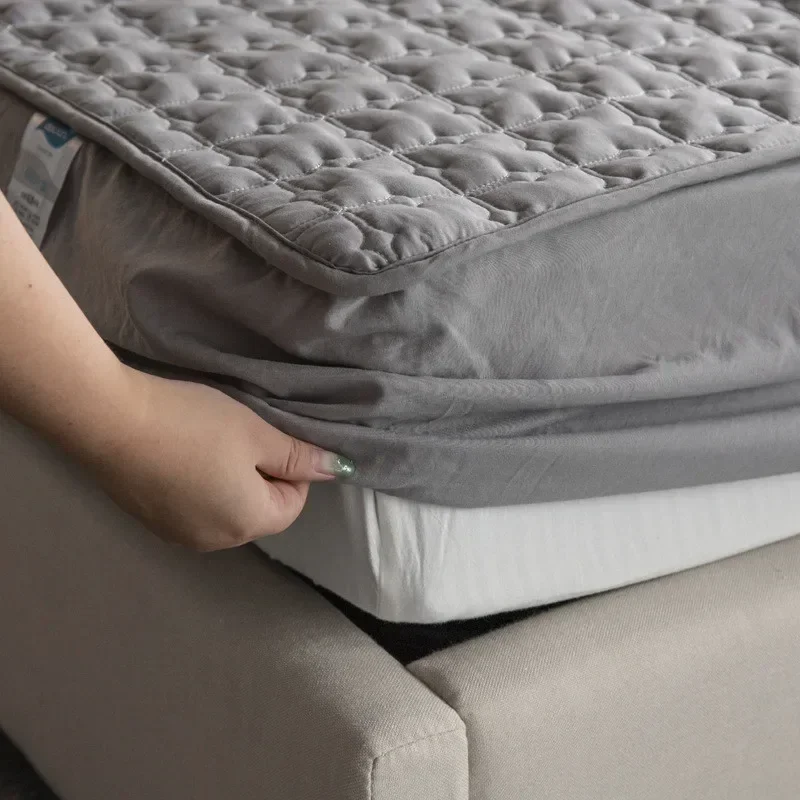 Multi-size 5 Sides Protection Mattress Cover Washable Embossed Cotton Quilted Mattress Protector Soft Anti-mite Mattress Topper