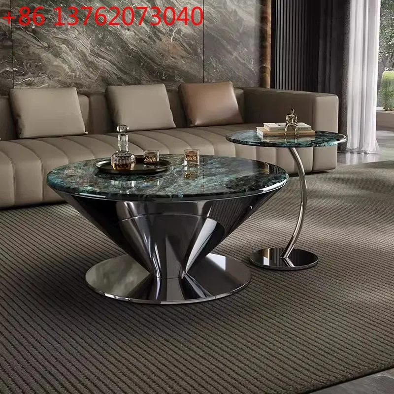Light luxury minimalist marble coffee table living room simple modern small apartment size round combination
