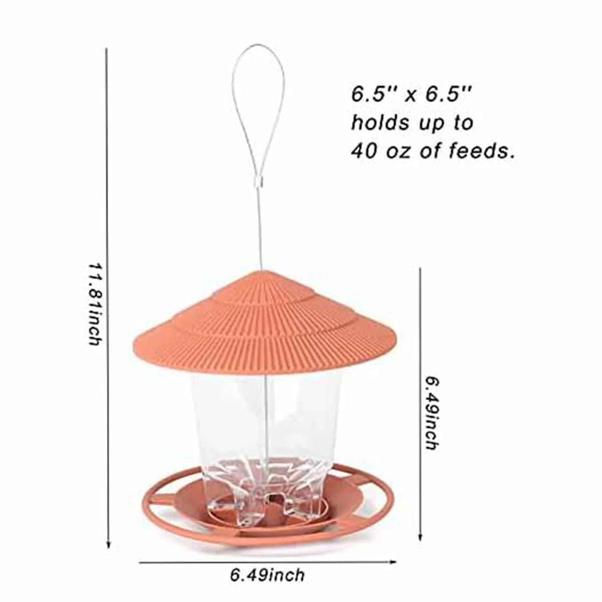 Wild Bird Feeder, Outside Squirrel Proof Bird Feeder, Hanging Wild Bird Feeder with Round Shaped Roof Grey