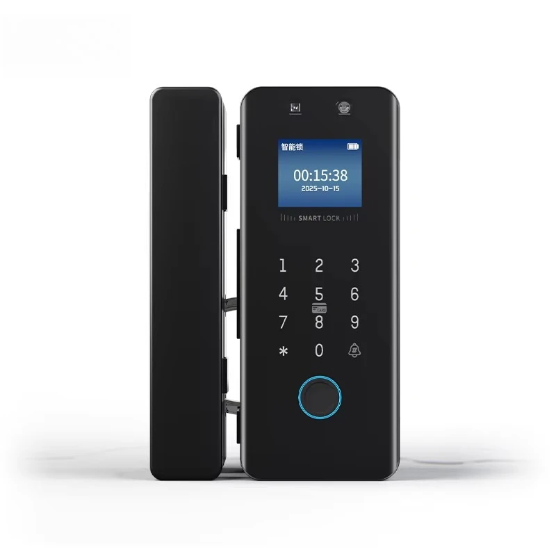 

New Design Face Recognition Glass Door Smart Lock with Camera and Fingerprint Combination Lock for Sliding Door