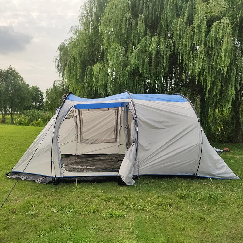 One-bedroom tunnel tent for multi-person, waterproof and sun-proof, lightweight, for camping, hiking, family tent