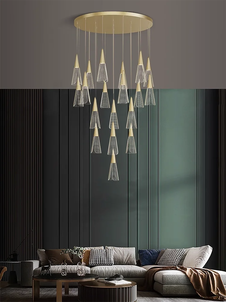 

Modern Creative Pendant Lights Art Paris Tower Design Gold Stair Chandeliers Multiple Simple Lamps For Villa Loft Hanging Lights