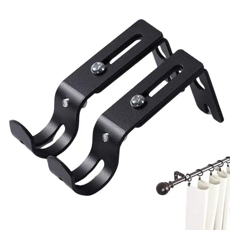 2Pcs Extendable Dur-able Curtain Rod Support With Screws Portable Wall-mounted Curtain Rod Bracket Adjustable Hanging Hook