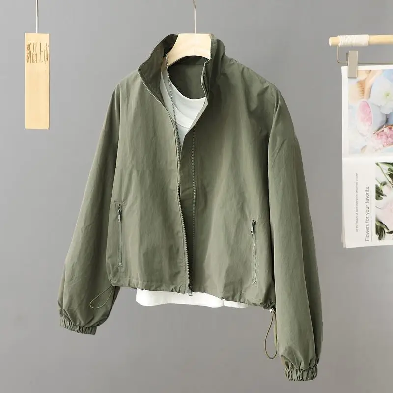Short-Length Windbreaker Spring And Summer , New Style, Zippered, Loose-Fitting, Style Jacket, Casual Jacket For
