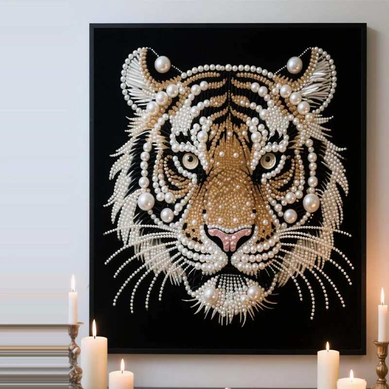 

Tiger and Tiger Shengwei living room decorative painting imitation pearl sofa background wall mural light luxury antique hotel h