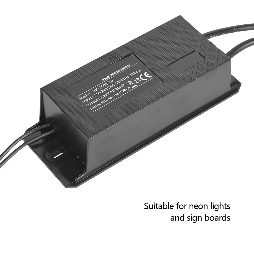 

Неоновый трансформатор 7,5 кВ NP-7500-30 Неоновый свет Электронный трансформатор Источник питания для неоновых вывесок 7,5 кВ 30 мА