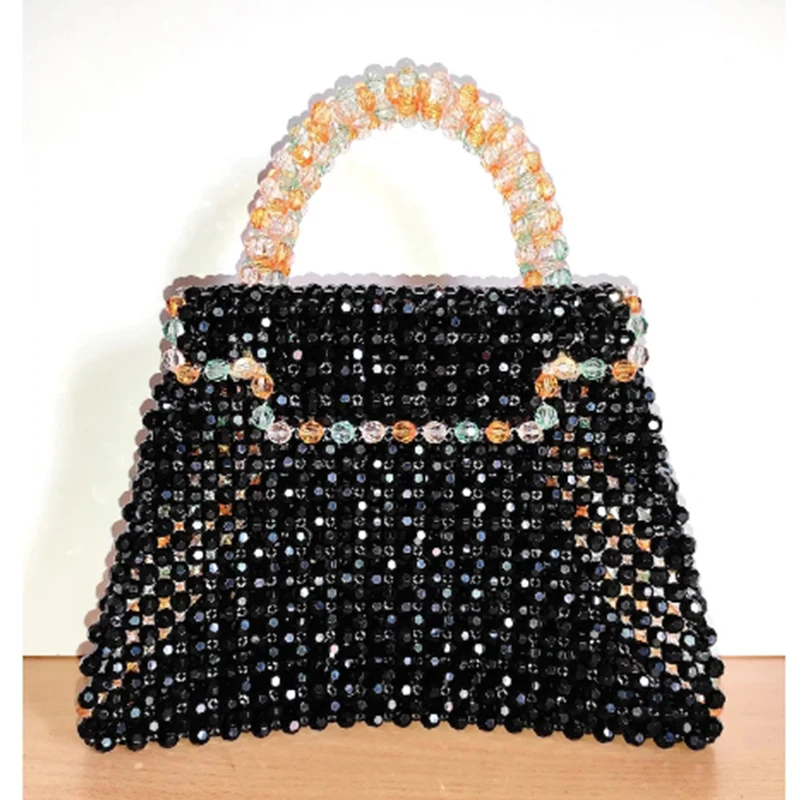 Metal Chain Crossbody Women's Bag Large Capacity Flip Square Bags Bead Production Customizable Color Hot Selling New in Handbag