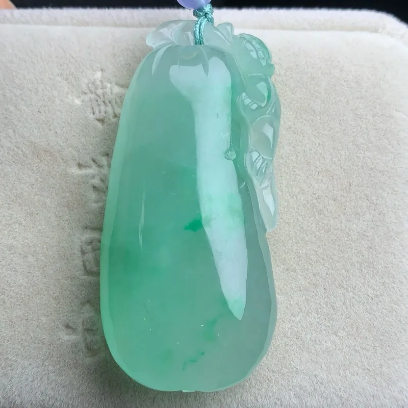 Ice Type Yang Green Fortune Melon Pendant, a stunning jadeite necklace with vibrant colors, perfect as a gift for friend