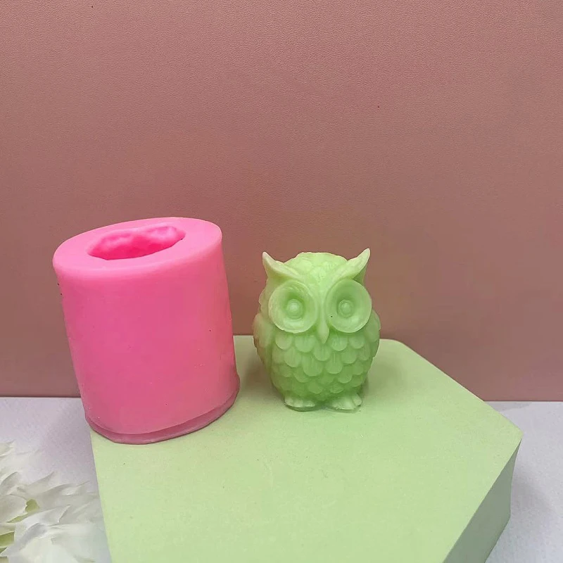 Stampo per candele in silicone con gufo 3D - Piccolo animale carino fai-da-te per realizzare candele, sapone fatto a mano, gesso, artigianato in resina e decorazione di torte