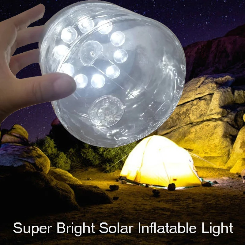 10led Solar Opblaasbare Rgb Licht Tent Vouwlamp Camping Lamp Waterdichte Outdoor Reizen Draagbare Opvouwbare Noodverlichting