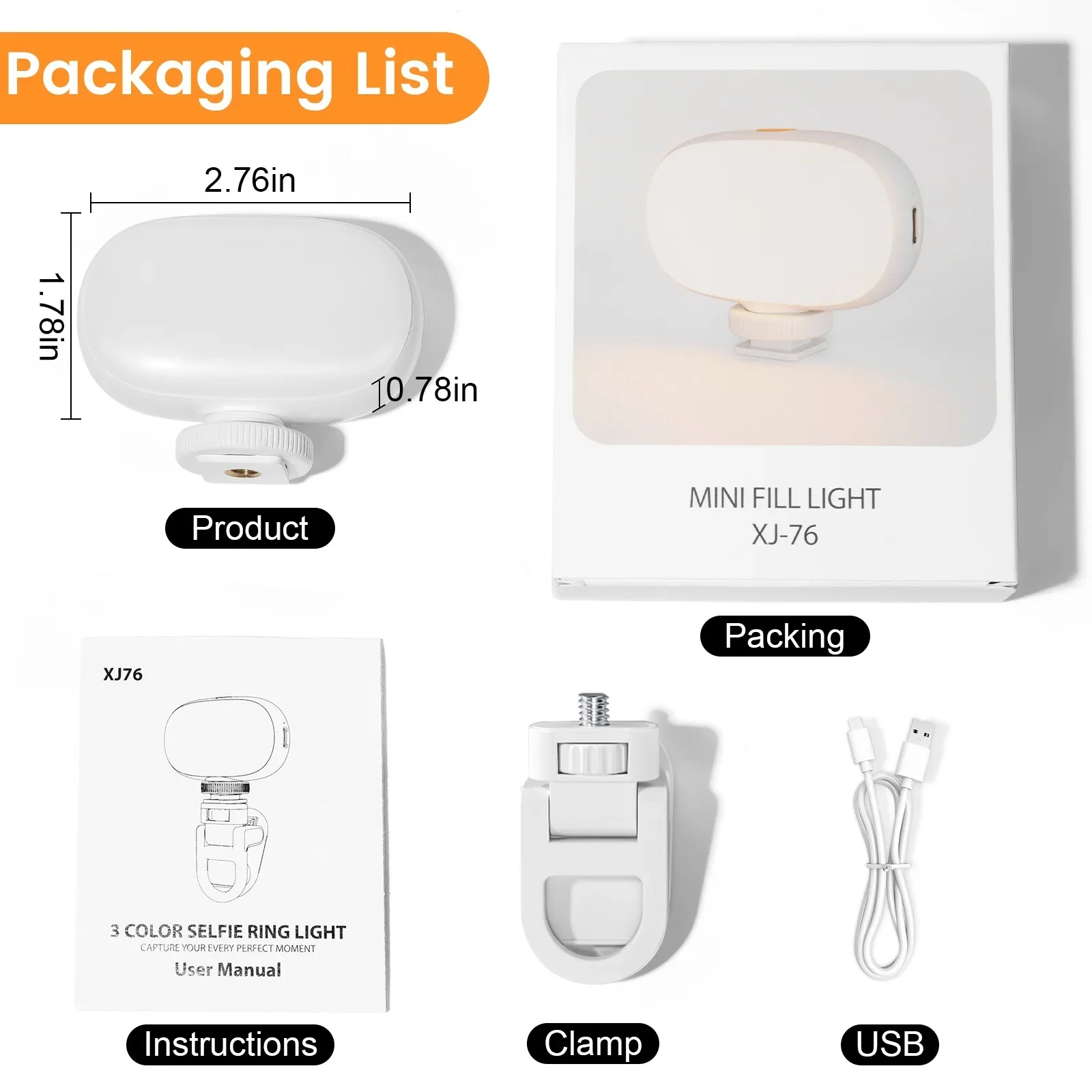 Small LED Fill Light for Cell Phone Mini Camera Soft Light for Video Conference Photography and Selfie 600mAh Portable Light