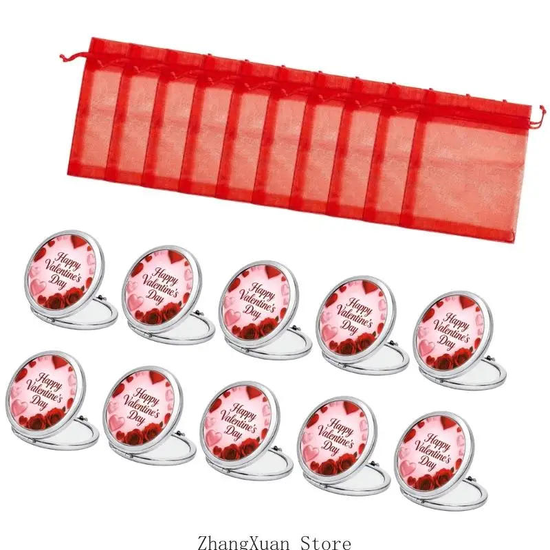 Rundes Klappspiegel-Set mit Herz-Rosen-Kunstwerk für Taschenkontrollen 3XUF – Detail 4