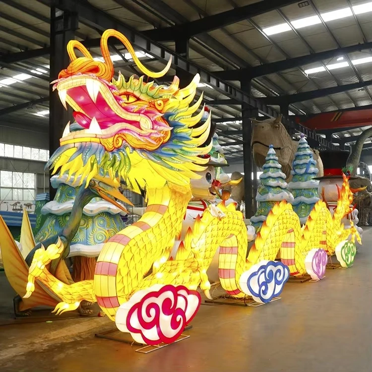 2305 Chinese Lantern Festival ornament Giant zodiac animal lantern led silk dragon lantern New Year decoration