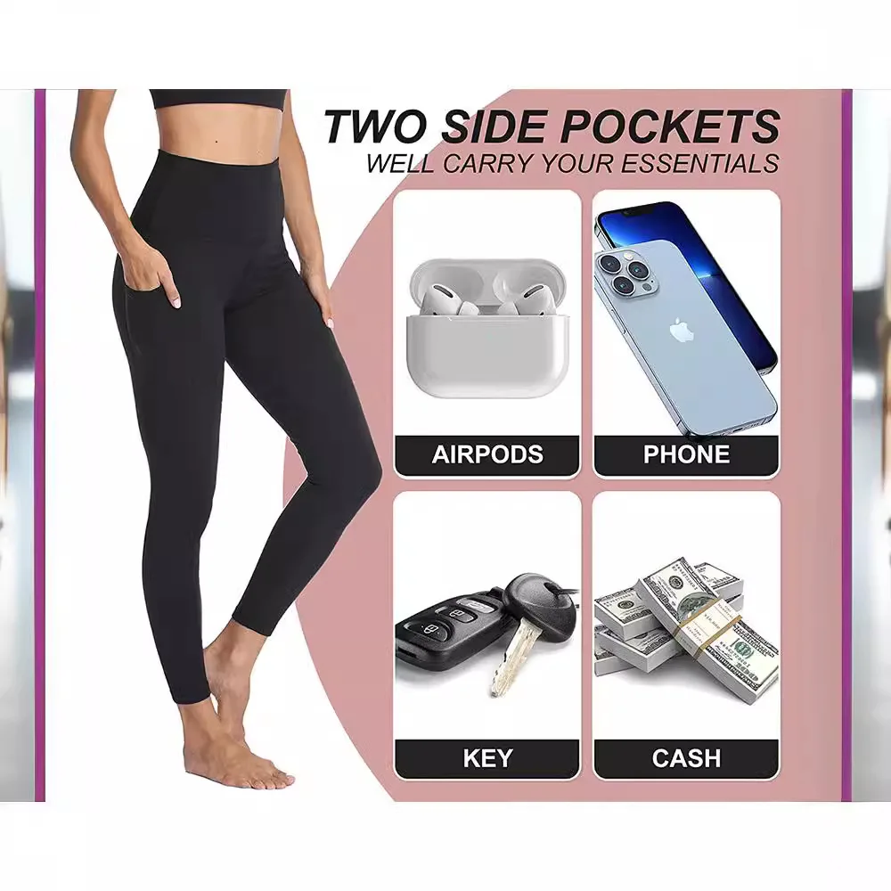 سراويل يوجا عالية الخصر للسيدات بقصة ضيقة وناعمة ومرنة للغاية سراويل يوجا مريحة للتحكم في البطن تسع نقاط