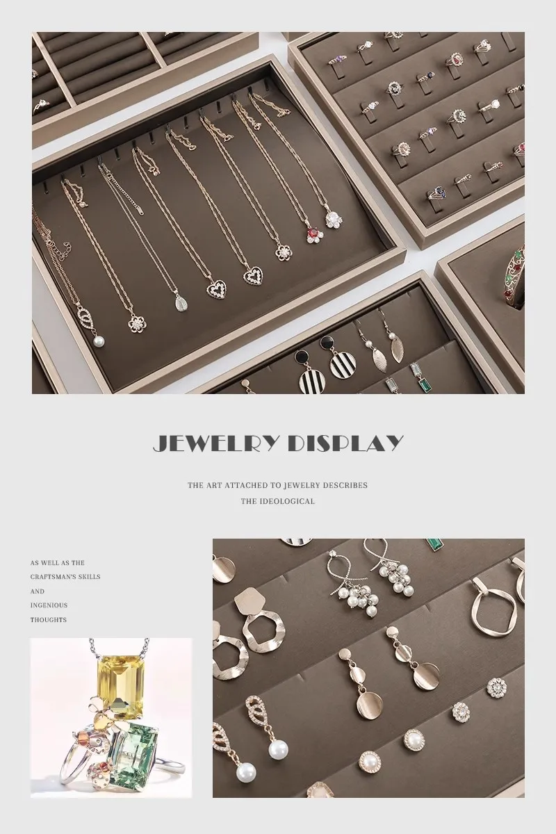 PU Leather Jewelry Display Tray for Drawer Counter Top Pendant Earrings Necklace Ring Organizer Bracelet Holder Storage Showcase