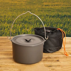 Large Outdoor Hanging Pot for Camping BBQ Soup Cooking Portable Cookware for Road Trip Picnic and Wilderness Use