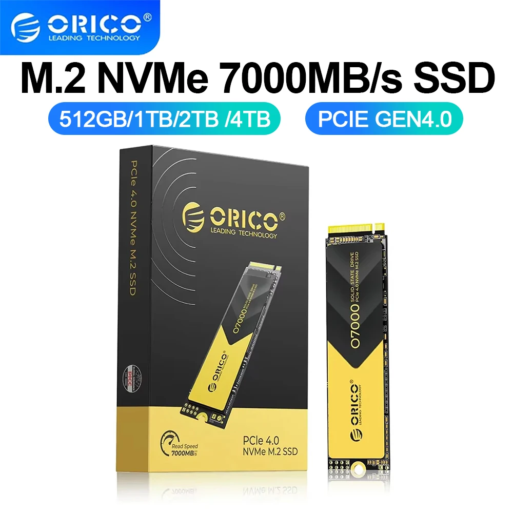 ORICO-Disque dur interne NVcloser SSD, 1 To, 2 To, 512 Go, PCIe4.0 M.2 NVMe SSD 7000 Mbumental, clé M.2 M 2280mm, refroidissement GlaDesign