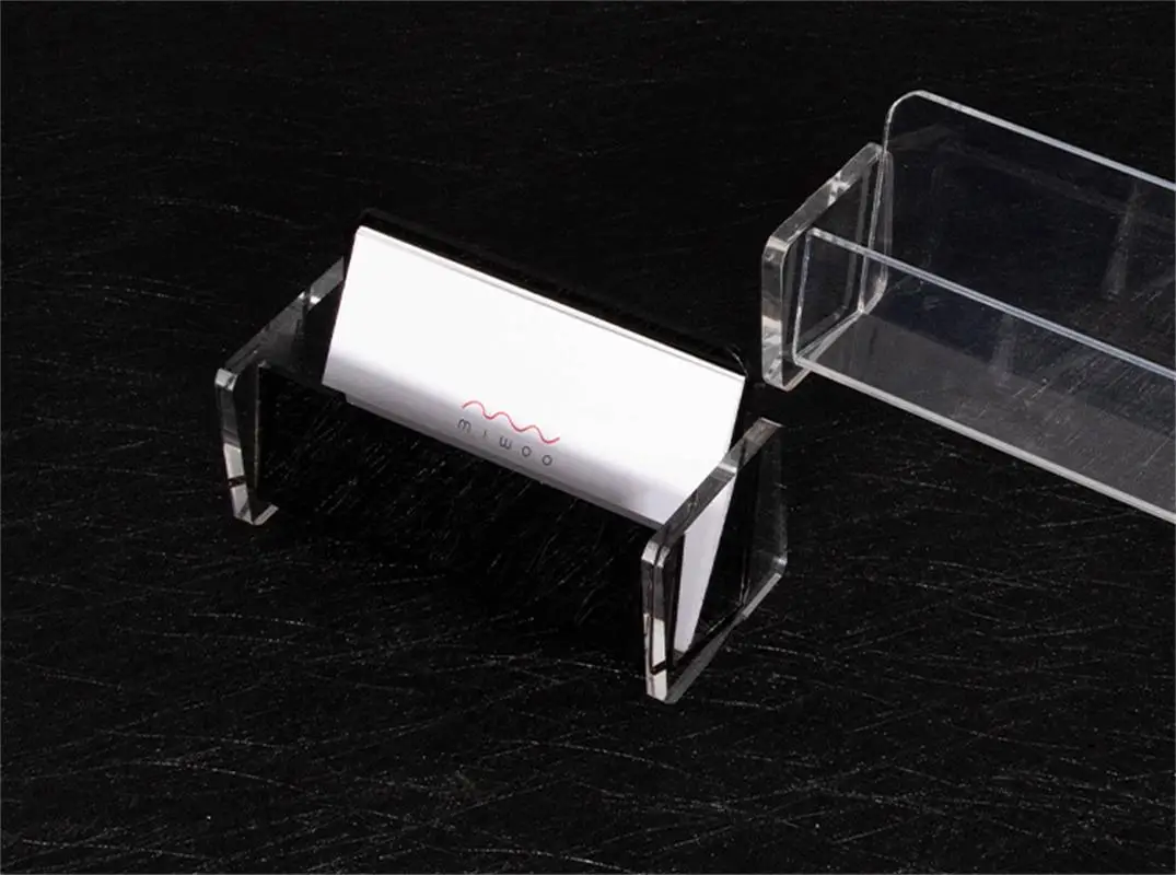Acrylic Business Card Case Transparent Plastic Business Card Holder Storage Box Home Office Desktop Display Stand