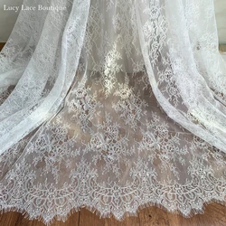High Quality Wedding Fabric Eyelash French Lace Fabric Material Off White 1 Piece 1.5x3 Meters