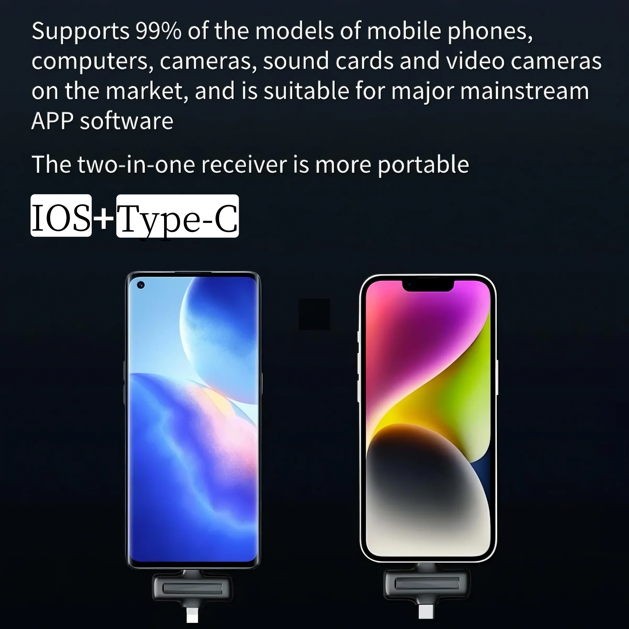 ميكروفون محمول لاسلكي/حافظة شحن ميكروفون لافالير/تسجيل الصوت والفيديو لأجهزة iPhone Android والألعاب المباشرة للكمبيوتر