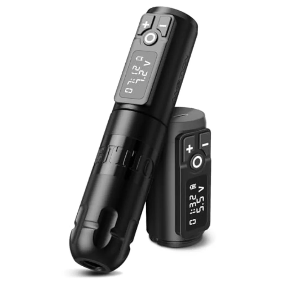 

Профессиональная тату-машинка с беспроводным аккумулятором 2400 мАч, безколлекторным мотором, цифровым LED-дисплеем, дополнительным картриджем, японского производства, черная, модель B