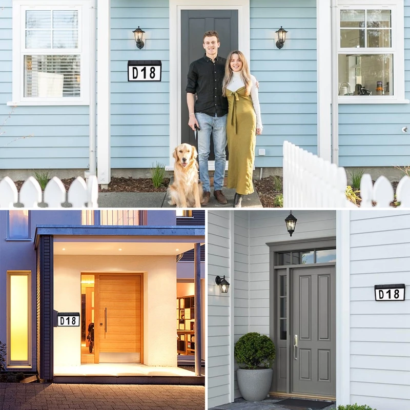 Solar Door Light Address Indication Number Plate Solar Address Sign Outdoor ABS+PC With Light Address Plate