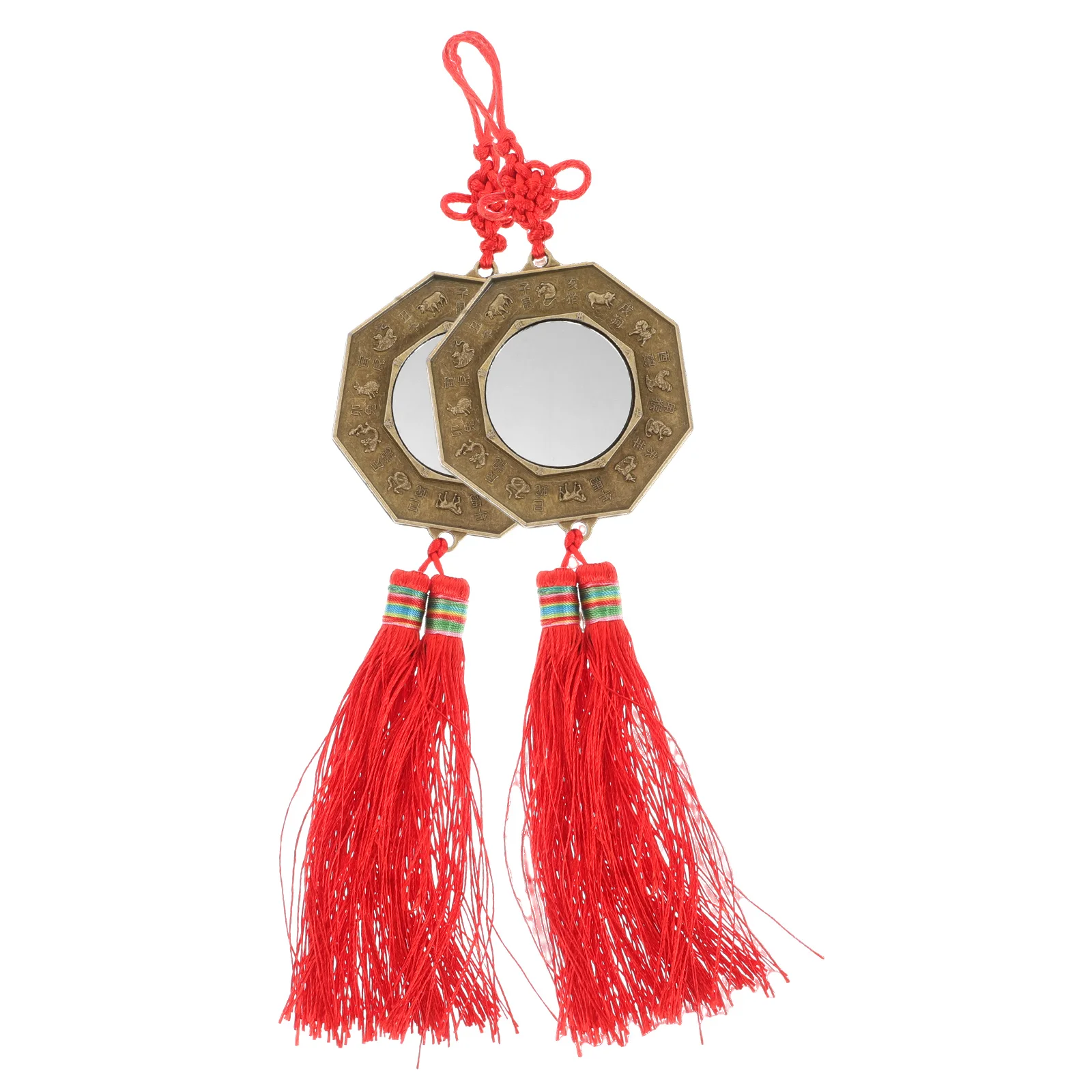 

2 Pcs Gossip Mirror Traditional Ornaments Chinese Cotton Thread Concave Feng Shui