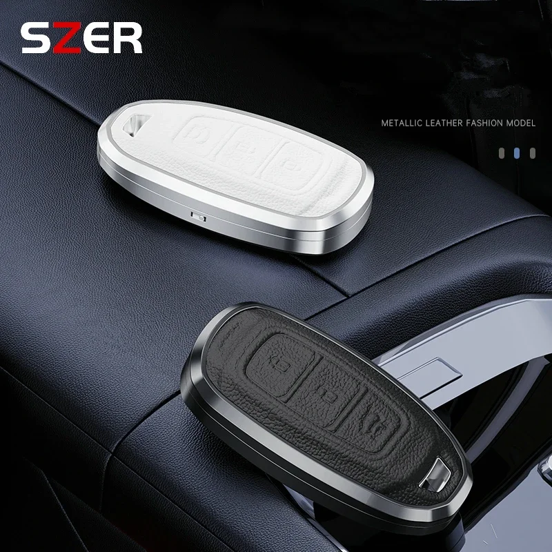 

Leather Car Metal Key Case Cover For Hyundai Santa I30 IX35 Encino KONA Solaris Azera Grandeur Elantra Accent Fe Accessories