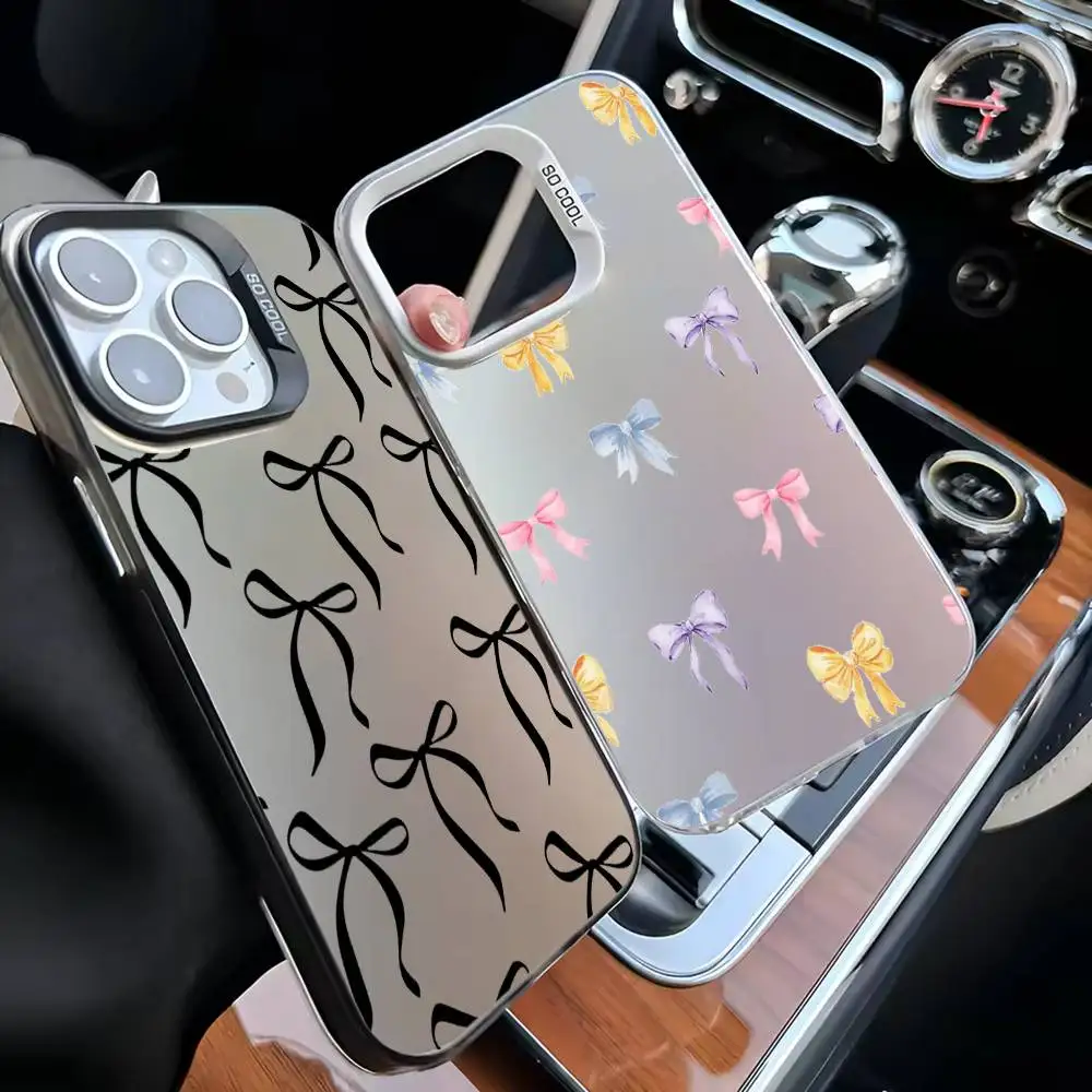 

Cute Pink Heart Bow Phone Case For iPhone 16,15,14,13,12,11,Mini,Pro,MAX White Matte Shockproof Cover