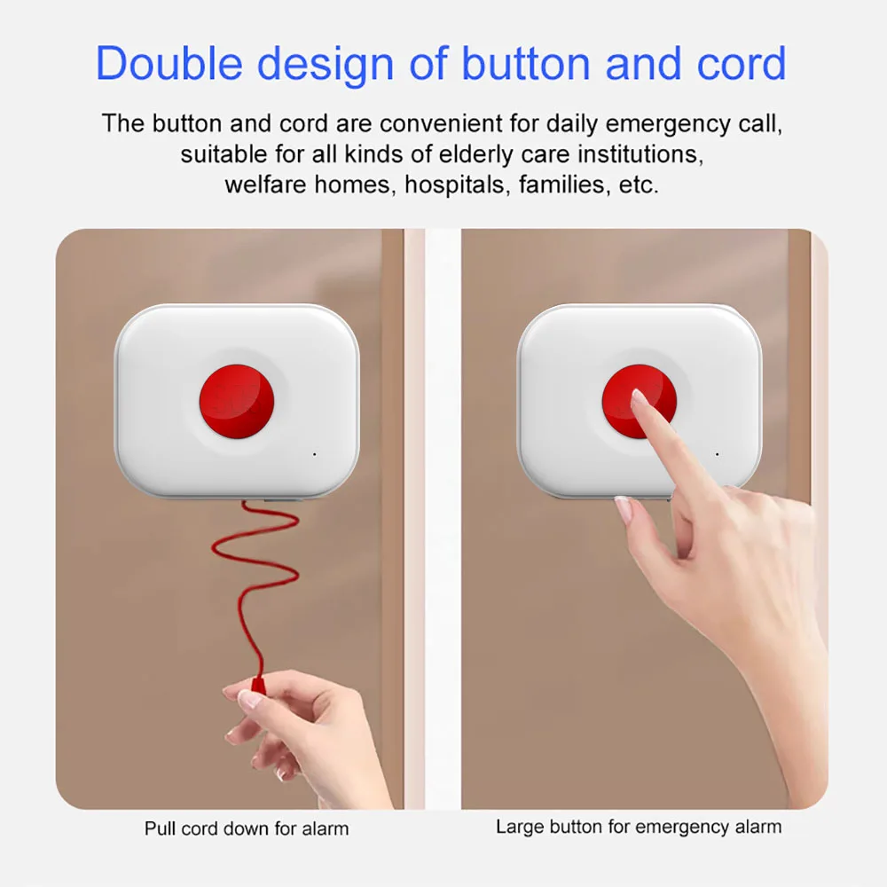 Wolf Guard WiFi Tuya SOS Button Health Alert Systems Personal Alarm Security Waterproof with Drawstring for Disabled Older Child