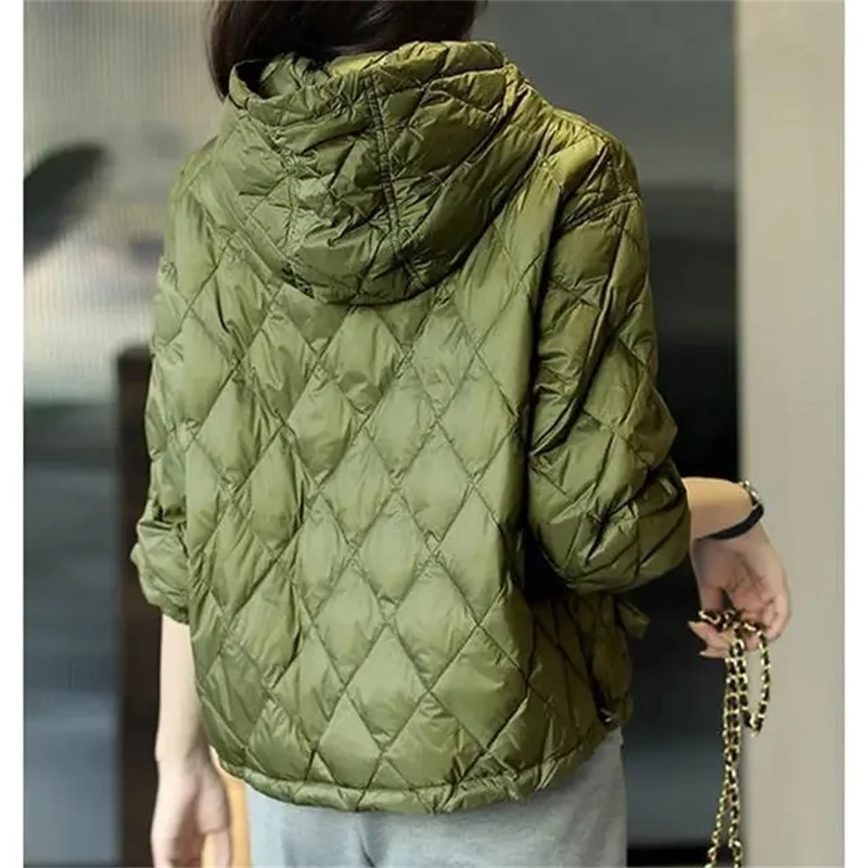 Japanese Quilted Cotton Keep Warm Cotton-Padded Jacket Women\'s Autumn And winter New Female Coat Hooded Long-Sleeved Coat Green