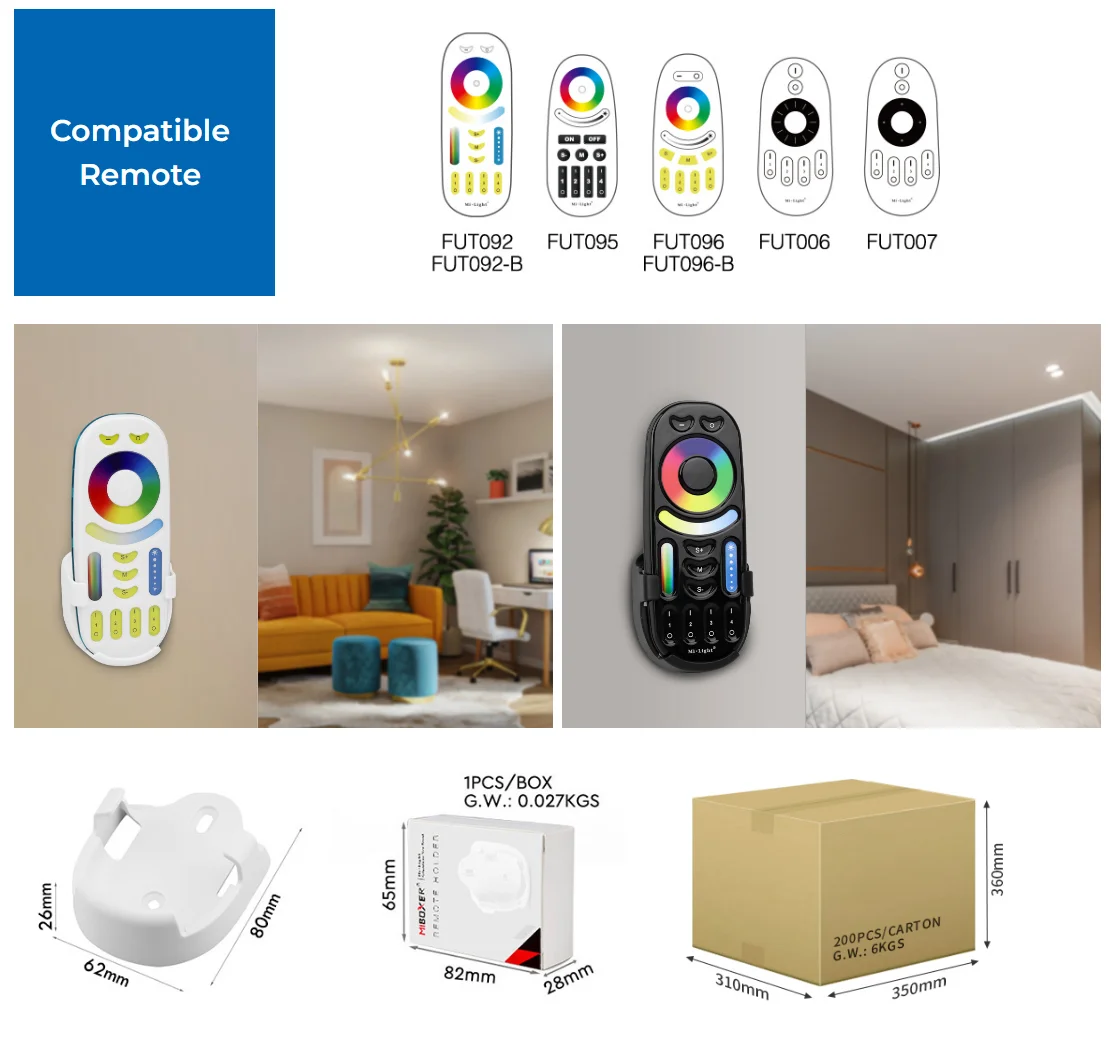 Miboxer FUT099 Remote Wall Mount Bracket Holder for 2.4G RF Wireless Touch Panel Single Color  RGB RGBW Remote Controller