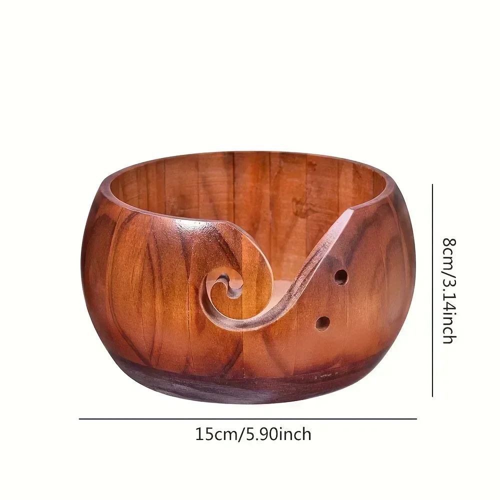 1 PC ไม้ชามขนสัตว์สิ่งทอขนสัตว์ชามเก็บรอบชามไม้ Organizer ถักโครเชต์ขนสัตว์ชาม Handmad