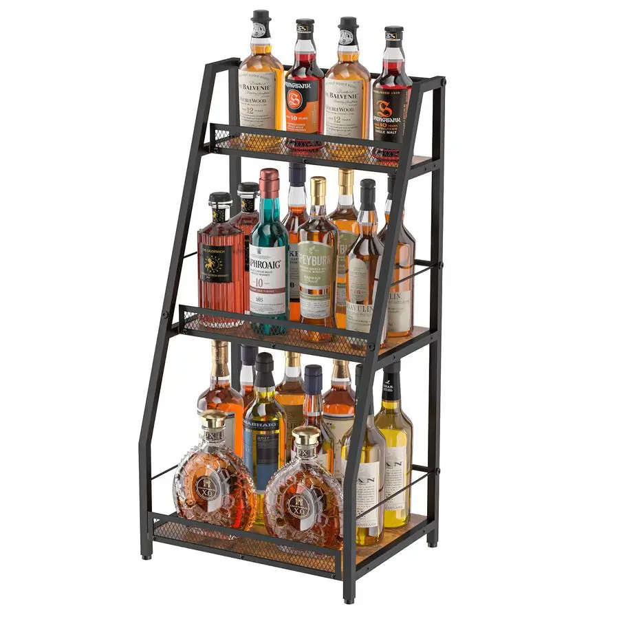 

Trapezoid Liquor Stand for Home Bar, Stepped Wine Rack Freestanding Floor for Liquor Whiskey Wine, Versatile Corner Wine Bottle