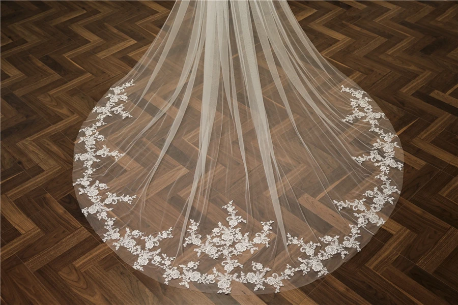 New Arrival White Ivory Cathedral wedding veils for bride accesories Veu de noiva matrimonio Bridal Veil hochzeit bodas