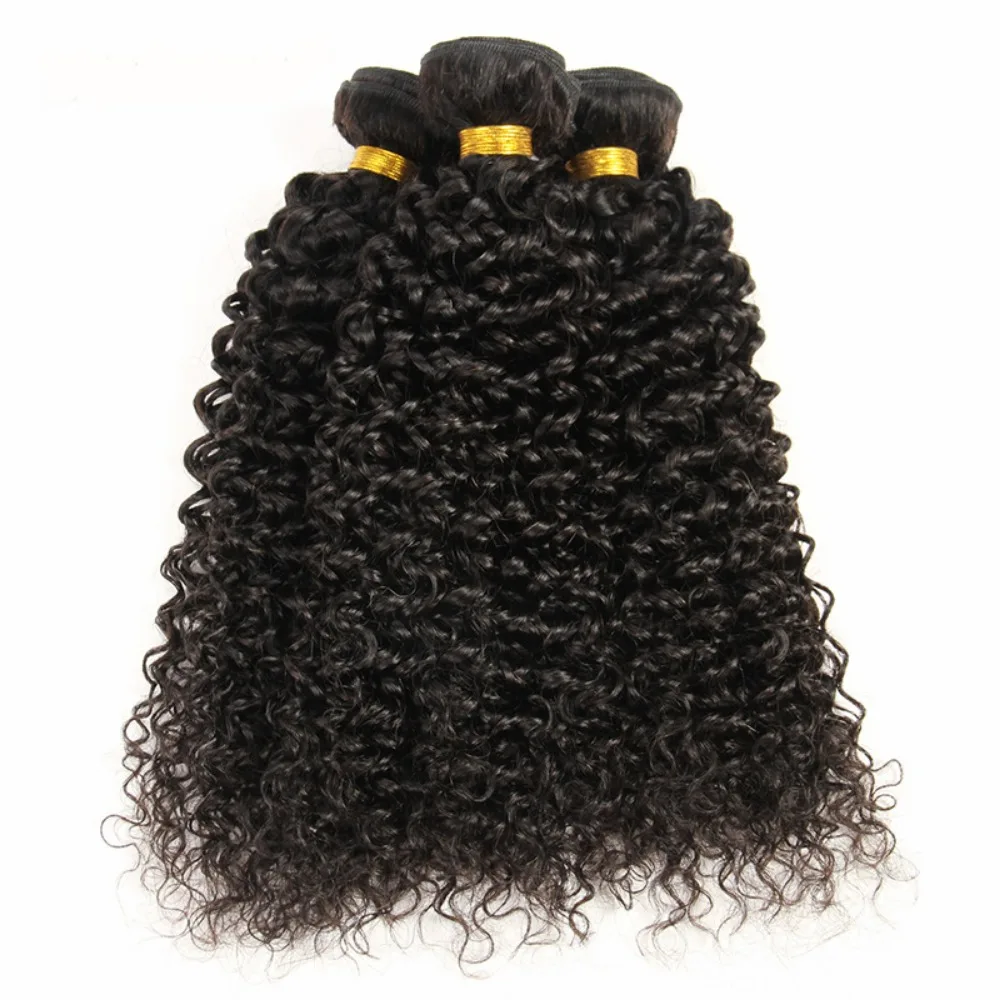 Peruvian Kinky Curly Human Hair Bundles Extensions 100g/PC Hair Natural Color Double Weft 1/3/5/7Pcs Set Full End 8-20 Inch image 3